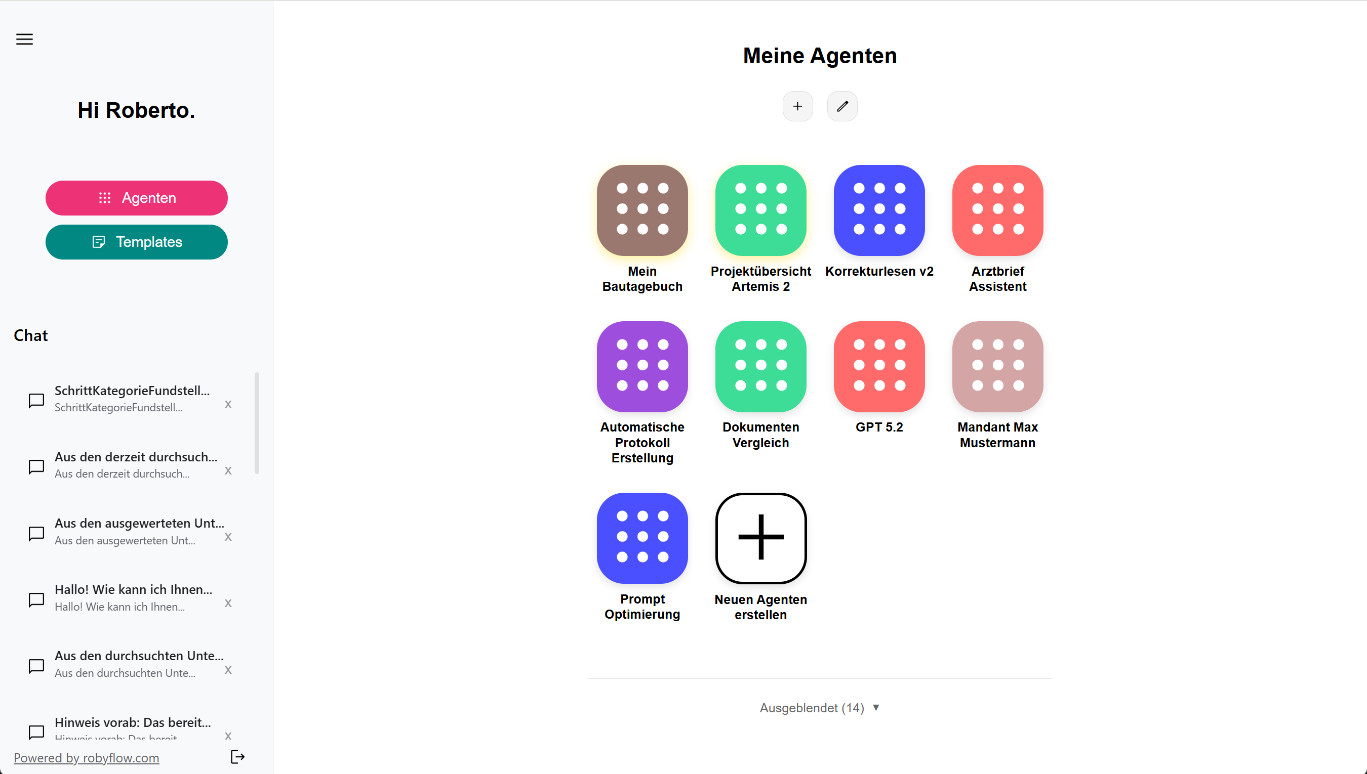 robyflow Hub Interface